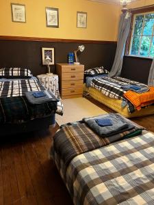 Giường trong phòng chung tại Rainbow Mountain cottage