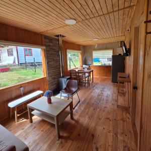 Et tv og/eller underholdning på Acogedora cabaña con una vista increible