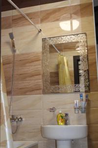 a bathroom with a sink and a mirror at Apartments on Chkalova in Maykop