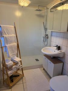 Koupelna v ubytování Fachwerk in Bergfreiheit + 24 fotografií