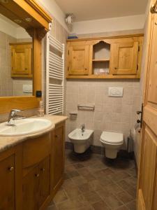 a bathroom with a sink and a toilet at Meleres 11 in Cortina dʼAmpezzo