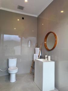 a bathroom with a toilet and a mirror at Pinggan Everest Bali in Gretek +14 photos
