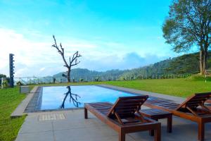 Madulkele哈他勒茶庄简易别墅乡村民宿的游泳池旁的两把椅子