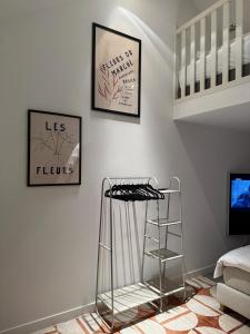 En eller flere senge i et værelse på Stylish apartment near Amsterdam