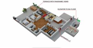 Plantegning af Penthouse Rooftop Loft, 190sq, Panorama Terrace, 1min to Main Station- 5min to City