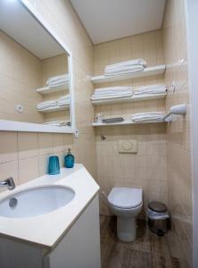 een badkamer met een wastafel en een toilet bij Casinha Pousafoles in Arouca