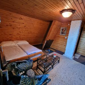 a bedroom with a bed and a couch in a room at Winter house Vlasic in Šišava