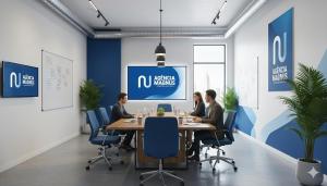 a group of people sitting at a table in a conference room at Magnus agencia in Huambo