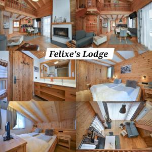 een collage van foto's van een huis bij Braito's Seaside Lodges und Suites, Ferienhäuser und Ferienwohnungen in Haldensee