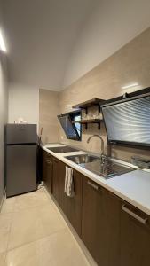 une cuisine avec un évier et un réfrigérateur dans l'établissement MARIO's HOUSE, à Caserte