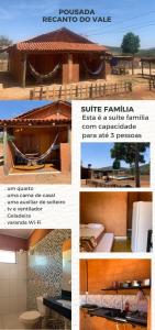 een collage van verschillende foto's van een huis bij Recanto do Vale in Pirenópolis