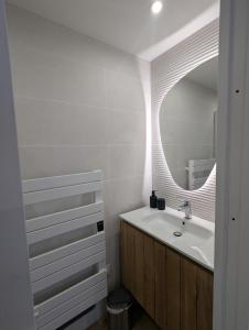 ein Badezimmer mit Waschbecken und Spiegel in der Unterkunft Logement Indépendant - à proximité de Lille in Lambersart