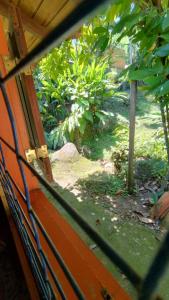 een open raam met uitzicht op een tuin bij Sitio Flor do Coriscão Paraty in Paraty +56 foto's