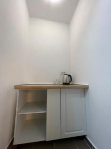 een toonbank in een kamer met een koffiepot erop bij Piata Uniri Cozy Inn in Boekarest +27 foto's