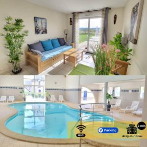 Swimmingpoolen hos eller tæt på Havre de paix à Azay-le-Rideau - piscine chauffée