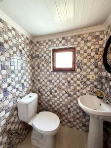 a bathroom with a toilet and a sink at Isgobya Sumela Monastery 106 in Macka +26 photos