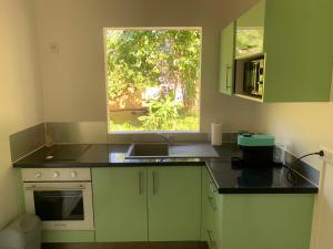 a kitchen with a sink and a window at BRADA gites in Deshaies +6 photos