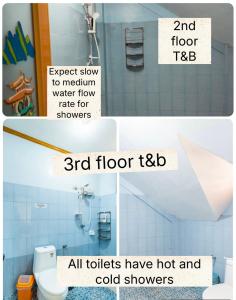 two pictures of a bathroom with a sink and a toilet at CJ&K Baguio Lodge in Baguio