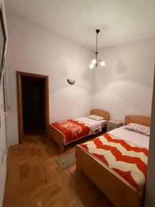 een kamer met twee bedden in een kamer bij Vila Žuta in Bar