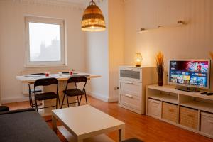 Kuchyň nebo kuchyňský kout v ubytování Luxus Apartment im Goetheviertel mit Badewanne, Regendusche WLAN uvm