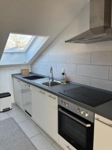 a kitchen with a sink and a stove at Forest Home E&L in Waldshut-Tiengen