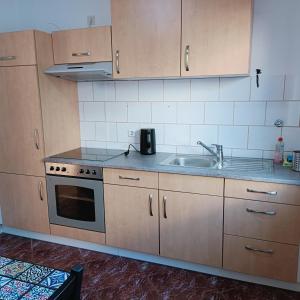 una cucina con lavello e fornello di City-Quartier a Bad Mergentheim Altre 9 foto