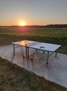 a ping pong table in front of a field at Domaine des Hirondelles - Escapade de Charme & Spa à 15min de Provins in Champcenest +53 photos