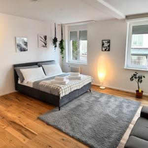 Postel nebo postele na pokoji v ubytování Modernes, renoviertes Apartment nähe dem Zentrum kostenloses Parken