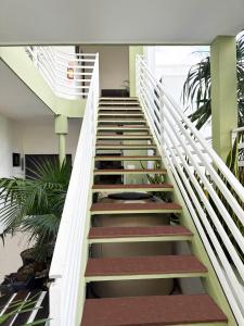 eine Treppe, die zu einem Gebäude mit Pflanzen führt in der Unterkunft SILVERSANDS Hotel Boutique - 5Th Ave in Playa del Carmen + 71 Fotos