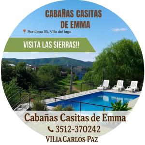 een poster voor een villa las seriaszes de emma bij Cabañas Casitas De Emma in Villa Carlos Paz