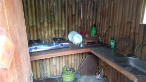 a kitchen with a sink and a sink at Pengaringan Cottage Cotol in Gitgit