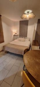 een slaapkamer met een bed en een tafel bij Villa De Alexiano in Alixan +25 foto's