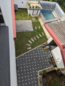 an overhead view of a backyard with a swimming pool at SR Home stay in Matugama