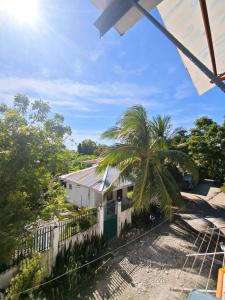 a view from the balcony of a house with a palm tree at Moalboal Seaside Resort in Moalboal