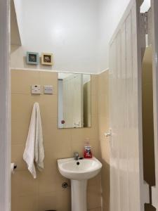 een badkamer met een wastafel en een spiegel bij Lion Hill Place in Nakuru +13 foto's