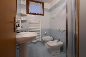 a small bathroom with a sink and a toilet at LAB Cottage in Madonna di Campiglio