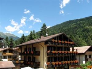 a building with a bunch of flowers on it at Hotel Binelli in Pinzolo