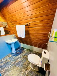 a bathroom with a toilet and a sink at Eco Cabana Bellwood Kandy in Kandy +31 photos