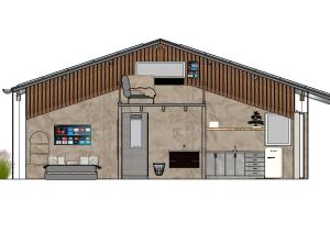 eine Zeichnung eines Hauses mit einem Dach in der Unterkunft De Hombrake, Bed & Breakfast in Wilp