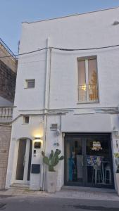 een wit gebouw met een cactus ervoor bij Suite Piazza Vittorio Emanuele in Mesagne