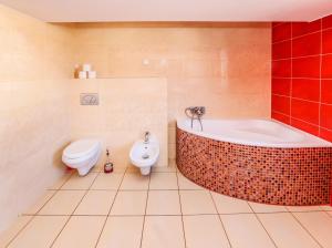 a bathroom with a tub and a toilet at Apartament Margarites in Władysławowo +12 photos