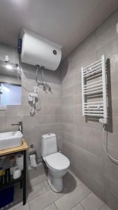 a bathroom with a toilet and a sink at Gudauri Loft Apartment N508 in Kʼumlistsʼikhe