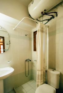 un bagno con wc, lavandino e doccia di Studios ΕΥΤΥΧΙΑ-6 a Kalavrita