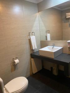 een badkamer met een wastafel en een toilet bij Hotel Stella in Talca +25 foto's