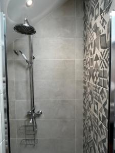 een douchecabine in een badkamer met een douche bij L'Augustine - Le Cuchet in Saint Avre la Chambre +24 foto's