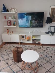 TV a/nebo společenská místnost v ubytování Les Fougères