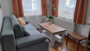 een woonkamer met een bank en een tafel bij Haus Lüftleck in Lunz am See