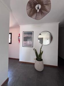 a room with a mirror and a potted plant at Beach House AP in Miramar