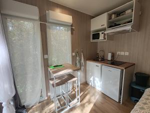 een kleine keuken met een spoelbak en een aanrecht bij Studnature in Dunes