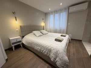 ein Schlafzimmer mit einem großen Bett und einem Fenster in der Unterkunft L'Hakuna II - Suite et Spa in Fontaine-Notre-Dame